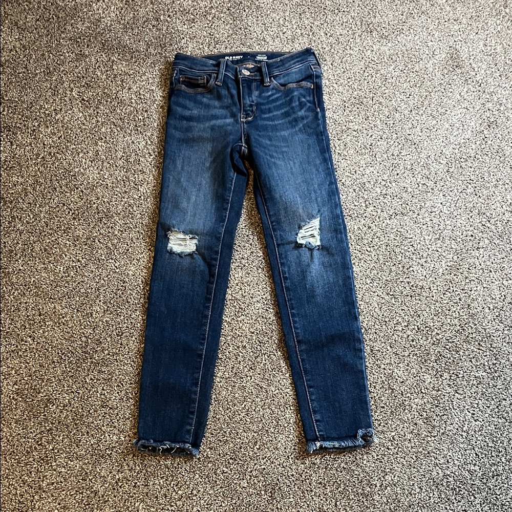 Old Navy Girls Dark Blue Distressed Skinny Jeans